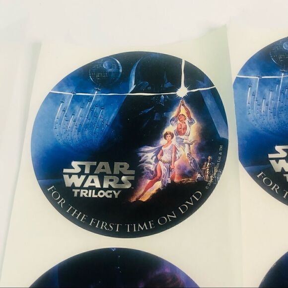 2004 Star Wars trilogy lot of 12 stickers round 3” first time on dvd 3 designs - Picture 5 of 6